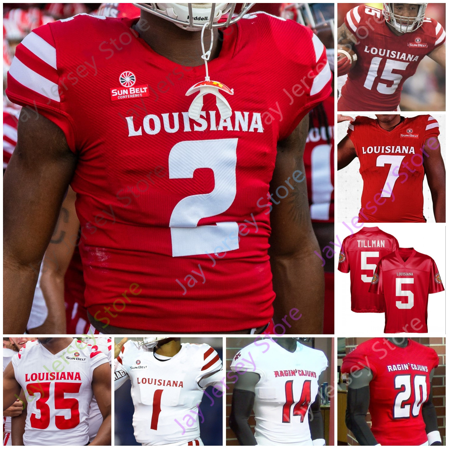 

Louisiana Ragin' Cajuns Football Jersey NCAA College Charles Tillman Levi Lewis Trey Ragas Elijah Mitchell Peter LeBlanc Williams Gardner Logan Klotz, Red i