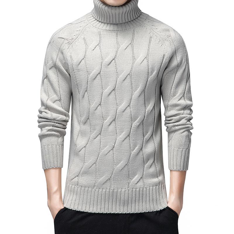 

Men's Sweaters Turtleneck Men Thick Warm Winter Sweater Male Casual Pullovers Fashion Geometric Pattern Knitted, White;black