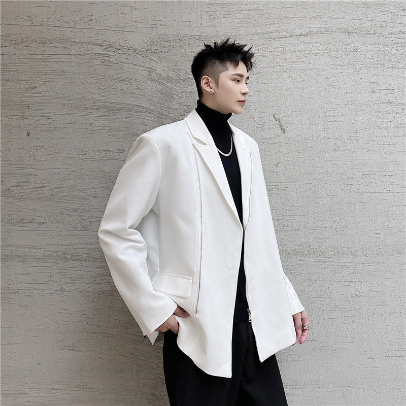 

New Masculino 2021 Outono Inverno Novo Fino Slida Moda Individualidade Juventude Roupa Masculina JLQS, Black