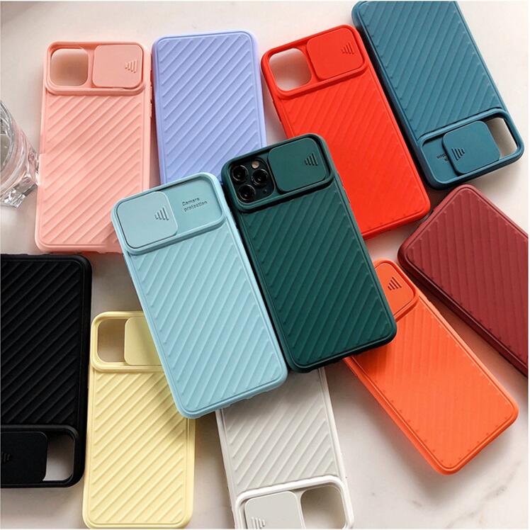 

DHL 100pcs Shockproof Push Camera Protector Phone Case For iPhone 11 Pro Max Xs Max XR X 8 Plus Soft TPU Silicone Back Cover funda, Random color