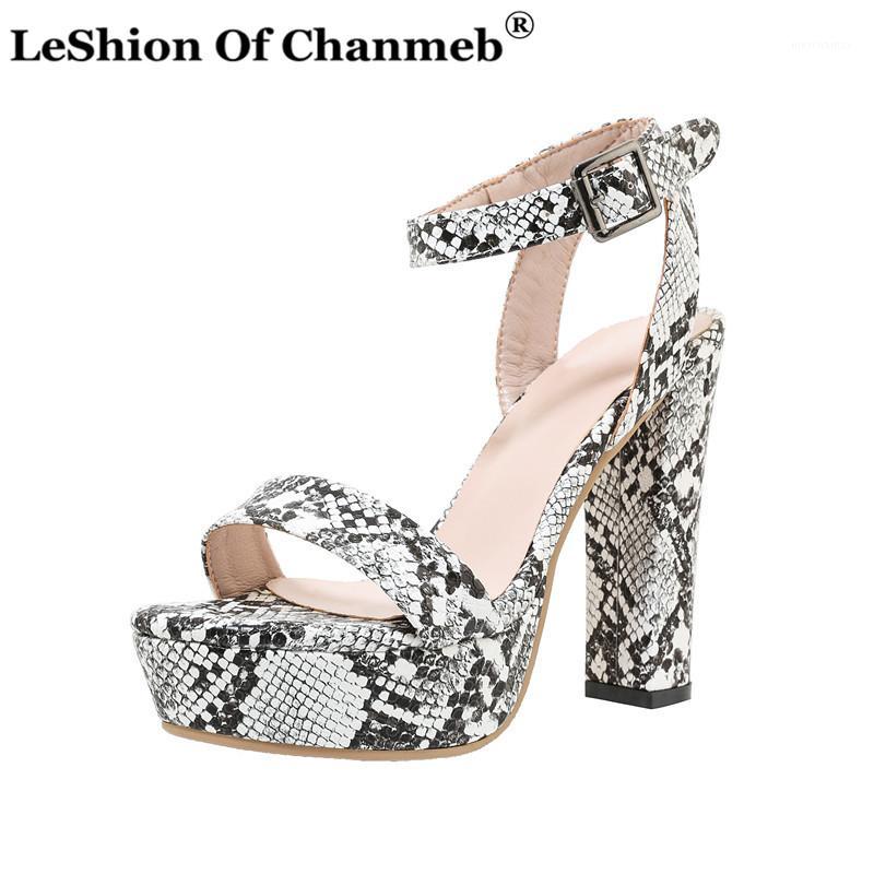 

Sexy Chunky Heels Sandals Women Ladies Sandalias Mujer Snake Skin Platforms Sandals Woman Party Wedding Shoes Bride Size 33-501, Black
