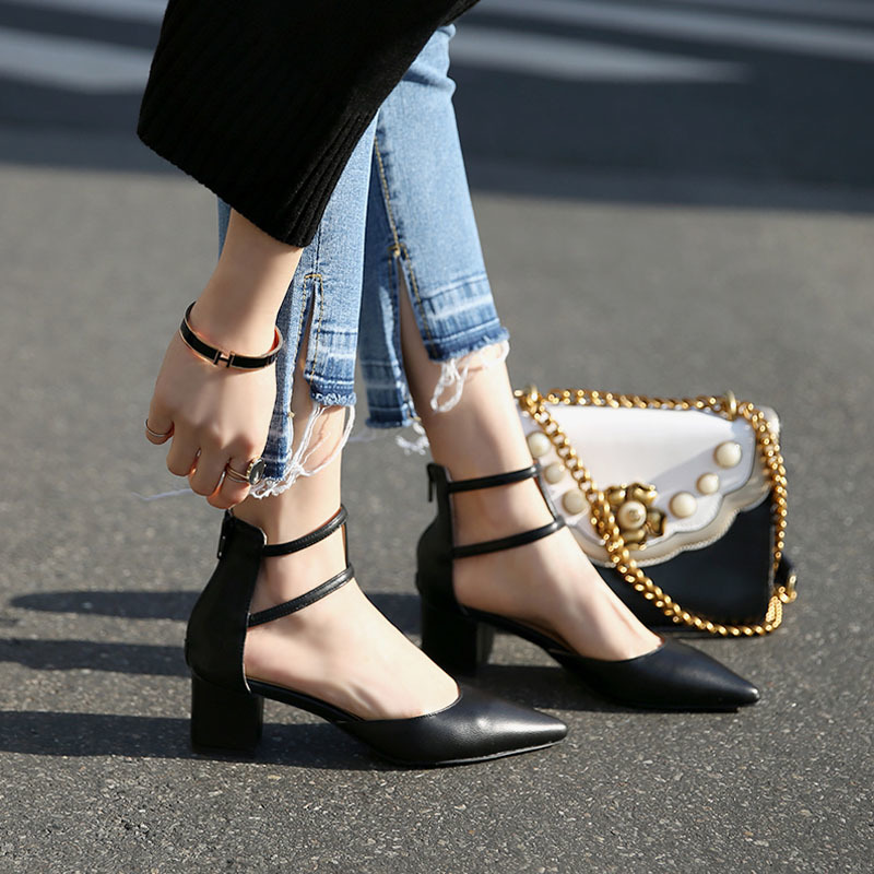 

2021 New Spring Models Single Heel Pointed to Women's Heels Female Black Summer Shoes 7n5l, 41