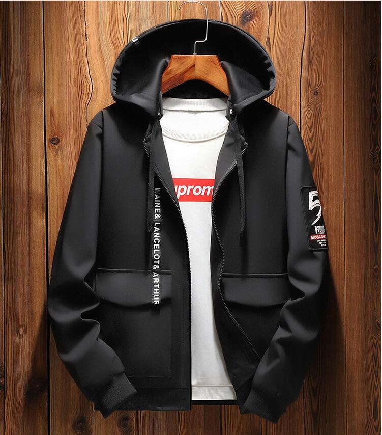

2021 New Jacket Men Spring Autumn Hooded Jackets Men's Slim High Quality 9NTY, Black