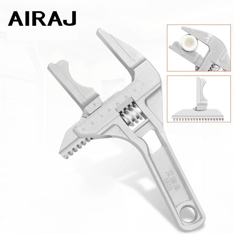 

AIRAJ Multi-function Short Handle Universal Wrench Large Opening Bathroom Wrench Adjustable Aluminum Alloy Repair Tool