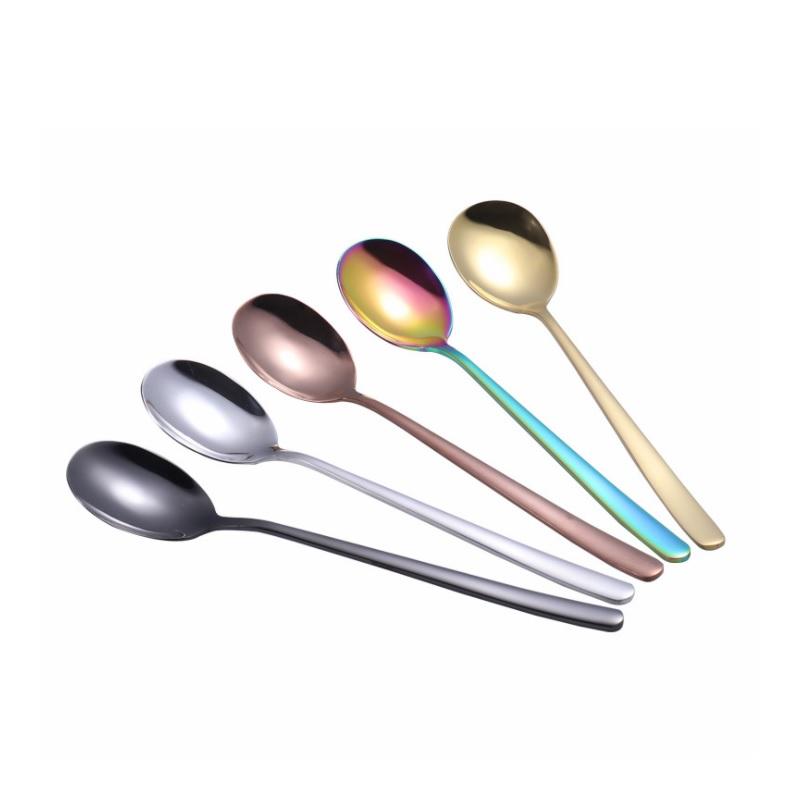 

100pcs Spoon Coffee Round Head Colored Mini Spoon Stainless Steel 304 Dessert Coffee WB1609