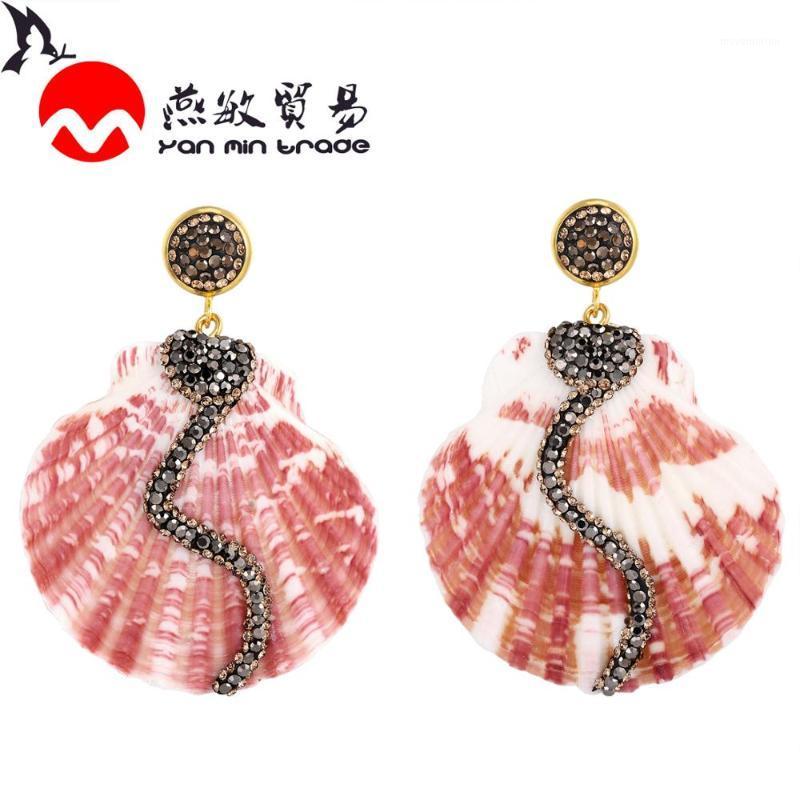 

New Fashion Sea Shell Conch Earrings 2020 for Women Gold Color Cubic Zircon Dangle Earring Female Bohemian Beach Summer Jewelry1