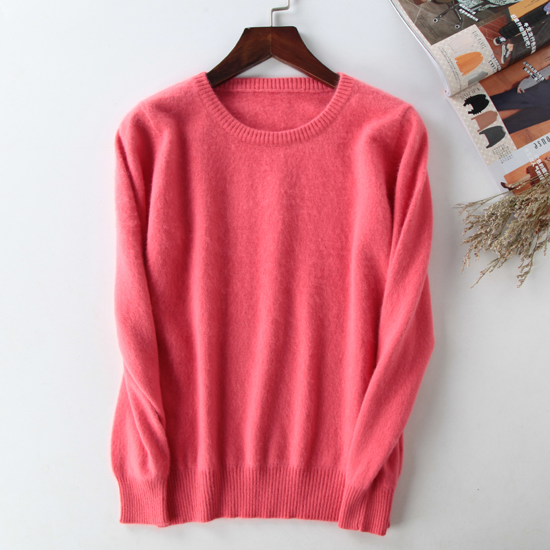 

2021 New 15colors Soft Women Sweater 100% Pure Mink Cashmere Knitting Jumpers Winter /autumn O-neck Warm Pullovers Female Clothes Fo6r, Grey