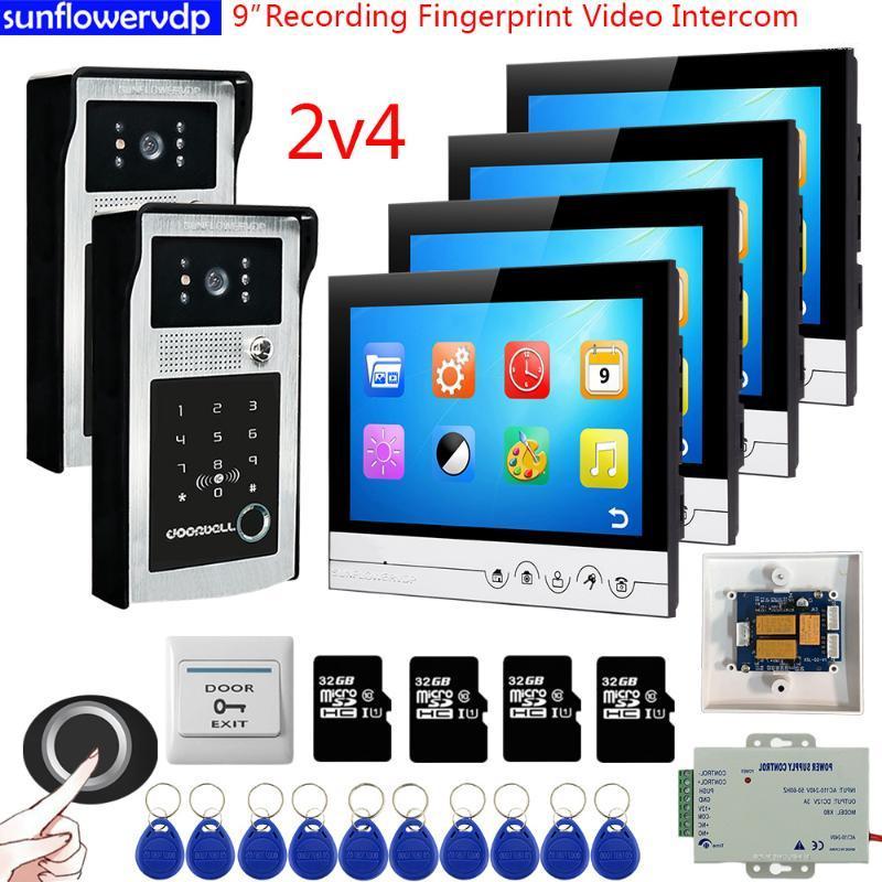

Fingerprint Video Intercom for Home Video Call With Monitors 9 " With 32GB SD Card House Intercom Recording System1