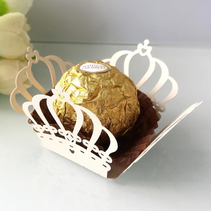 

50pcs Crown Heart Laser Cut Candy Box Bar Candy Bar Kid Birthday Party Baby Shower Wedding Party Box wedding favor