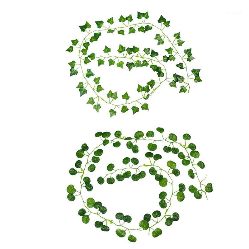 

2Pcs 2M Long Artificial Plants Green Ivy Leaves Artificial Grape Vine Fake Foliage Leaves - Creeper Section & Begonia1
