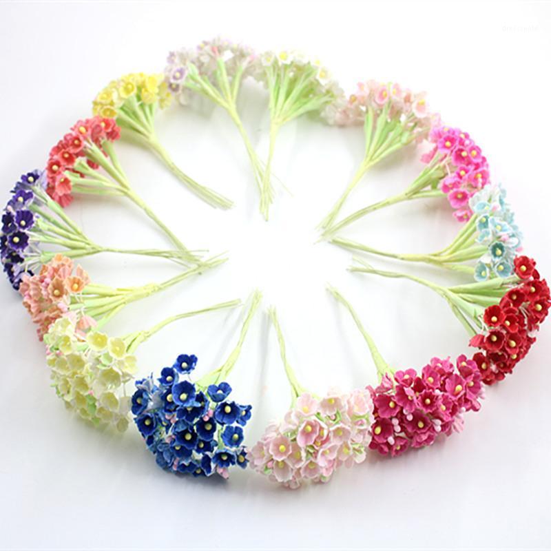 

8 pieces DIY mini artificial rose paper flower bouquet wedding wreath decoration accessories fake flower artificial1, C light pink