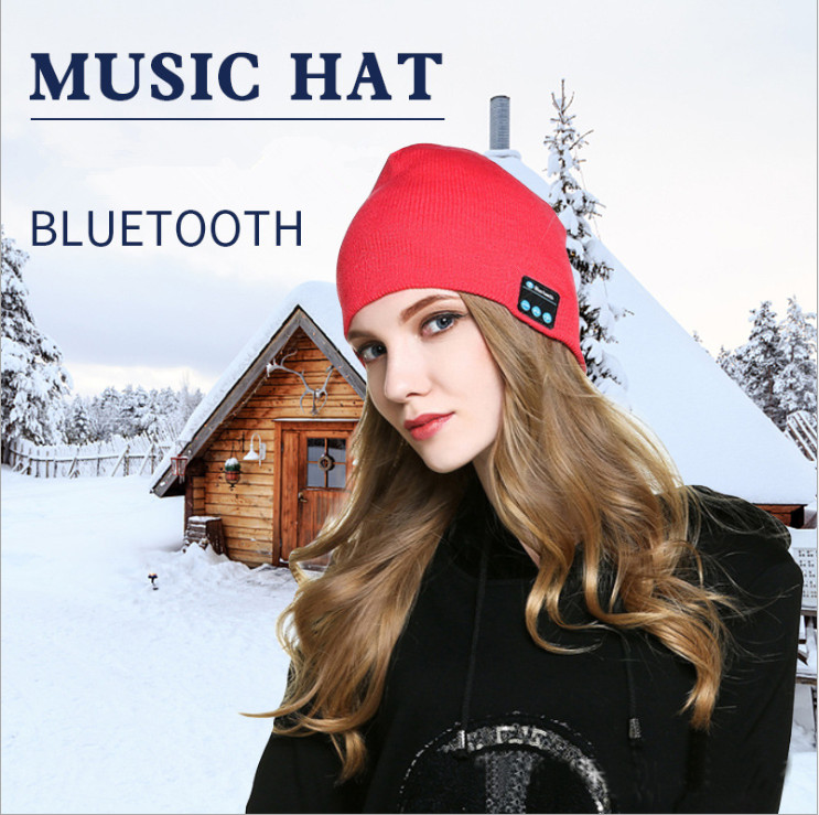 

Amazon hot sale wireless bluetooth knitted hats winter spring warm cold-proof designers beanie music earphone hat for woman lady girl, Light grey