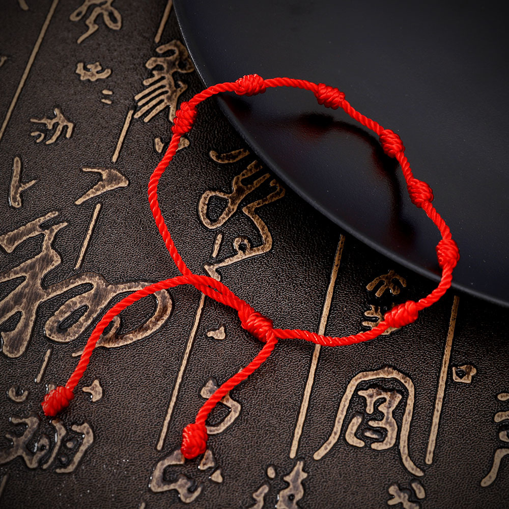 

Handmade Lucky Red String Bracelet Amulet 7 Knots Protection Rope Man Women Gift Wholesale, Golden;silver