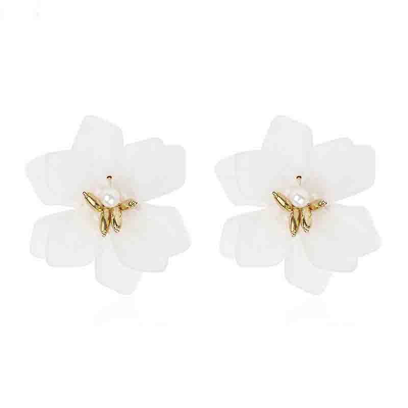 

Elegant White Flower Women Earrings Fashion Pearl Ear Stud Brides Bridesmaid Party Jewelry