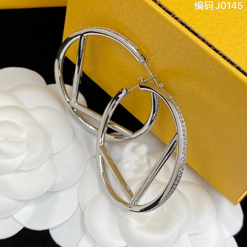 

2022 Women Hoops Earrings Diamond Hoops Fashion Womens Circle Gold Silver Earring Jewelry Luxurys Designer F Earrings Letter Studs With Box