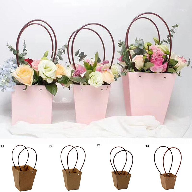 

Eco Storage Handbag Bouquet Trapezoidal Florist Gift Packing Box Flower Box Waterproof Gift Bag Tote Bag Paper1