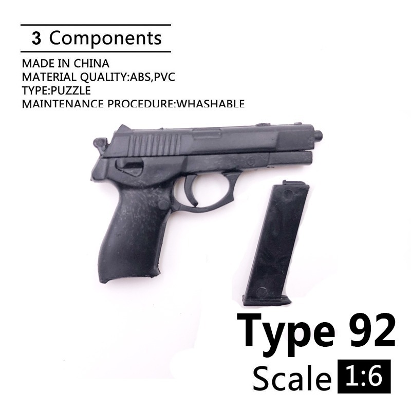 

1/6 Scale toys Type 92 Black Pistol Model Soldier Accessory Annex Gun Simple Model for 12 inch Action Figure Collections DIY