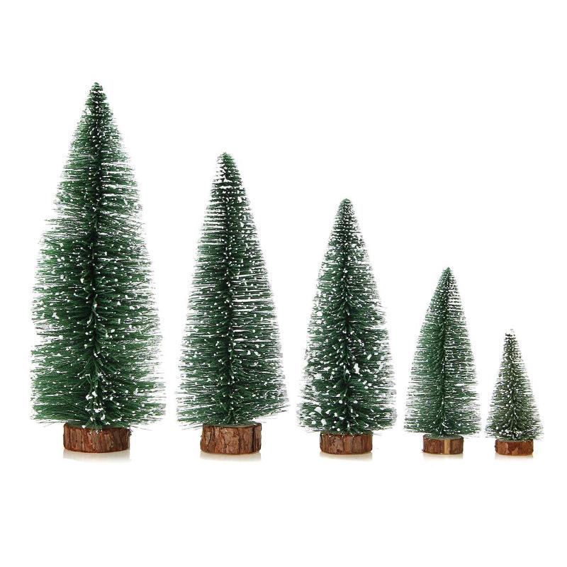 

1 Piece Home Mini Christmas Tree Pine Needle Flocking Stained White Cedar Decoration Small Christmas Tree Mini Green Xmas