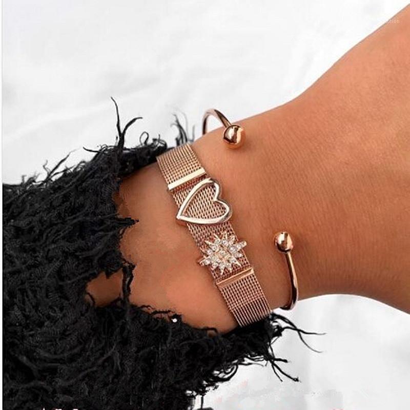 

Mavis Hare Story Rose Gold Heart & North Star Mesh Bracelet Story Charm Bracelet with Stainless steel Ball1