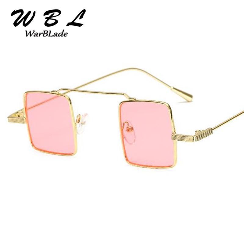 

WarBLade Men Metal Sunglasses Women Retro Square Sun Glasses Fashion Ocean Clear Yellow Pink Color Sunglass small frame Glasses