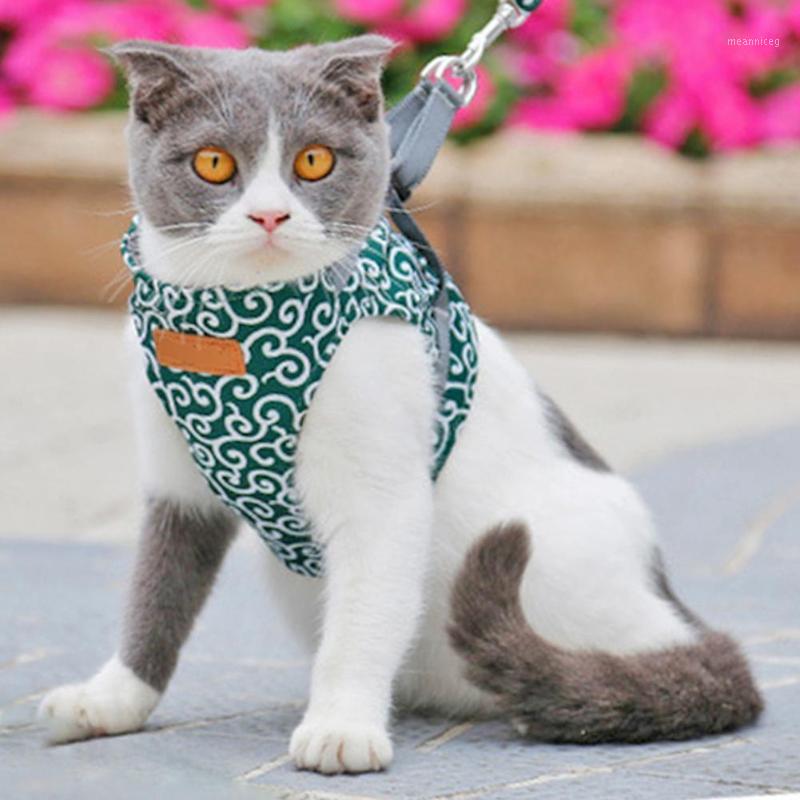 

Pet Dog Cat Harness Vest Collar Outdoor Walking Leash Set Harness Small Dog and Leash Set Pet Cat Vest for Outdoor1, Green