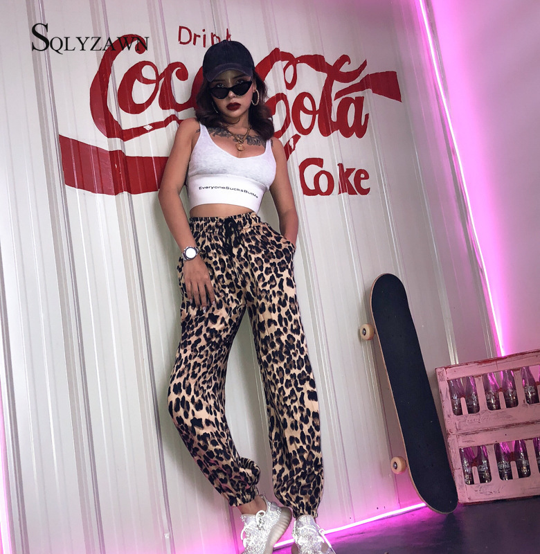 

Women Leopard Print Loose Joggers Women Sweatpant Fashion High Waist Streetwear Harajuku Harem Pants Ladies Capris Trousers 201106