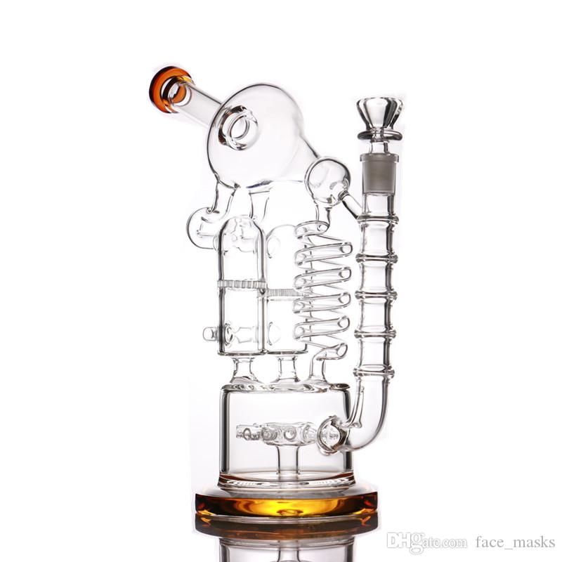 

Hookah 12.5" Bubbler Glass Bong recycler dab rig Double tubes