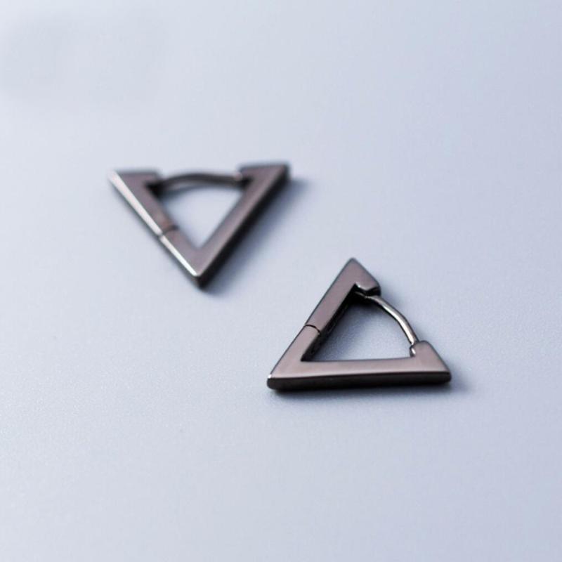 

925 Sterling Silver Triangle Huggie Hoop SINGLE Earring Men Women A1406