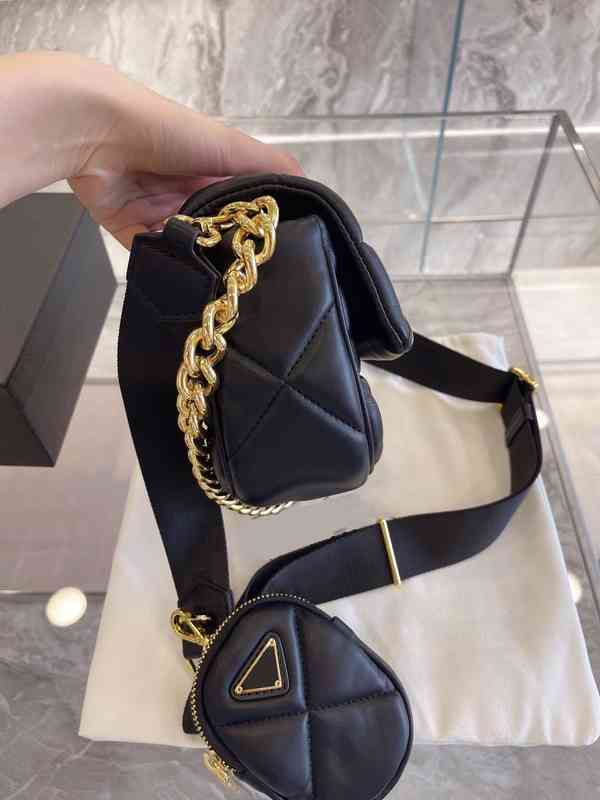 

Body Cross Bags Sheepskin 3 in 1 Tote Women Fashion Handbag Shoulder Luxury Brand Designer Crossbody Female Mobile Phone Purses 1224 Prad DSGE, Black