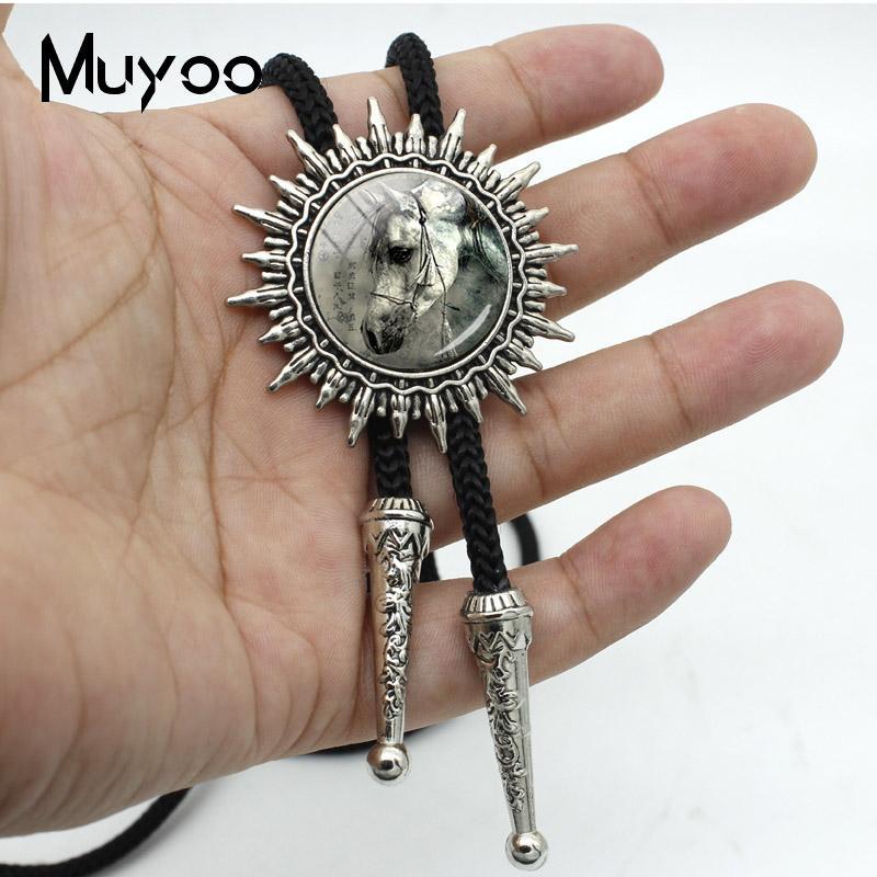 

BOLO-00111 New Fashion Retro White Horse Portrait Patterns Bolo Ties Fashion Vintage Horse Photos Adjustable Neck Tie Mens1