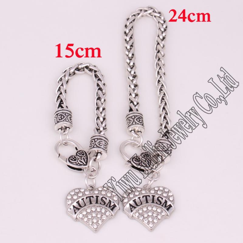 

the parent-child suit zinc studded with sparkling crystals Autism charm bracelet