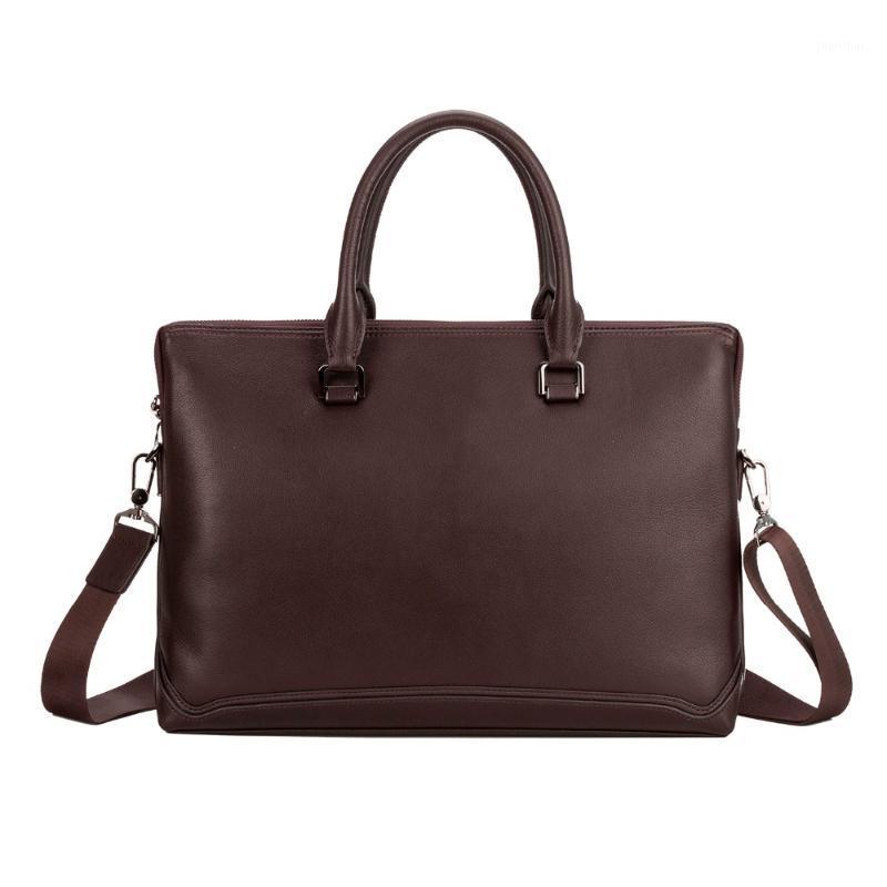 

Leather Business Handbag For Men 15 14 Genuine Cowhide Leather Laptop Bag Case Black Brown Briefcase Bag1