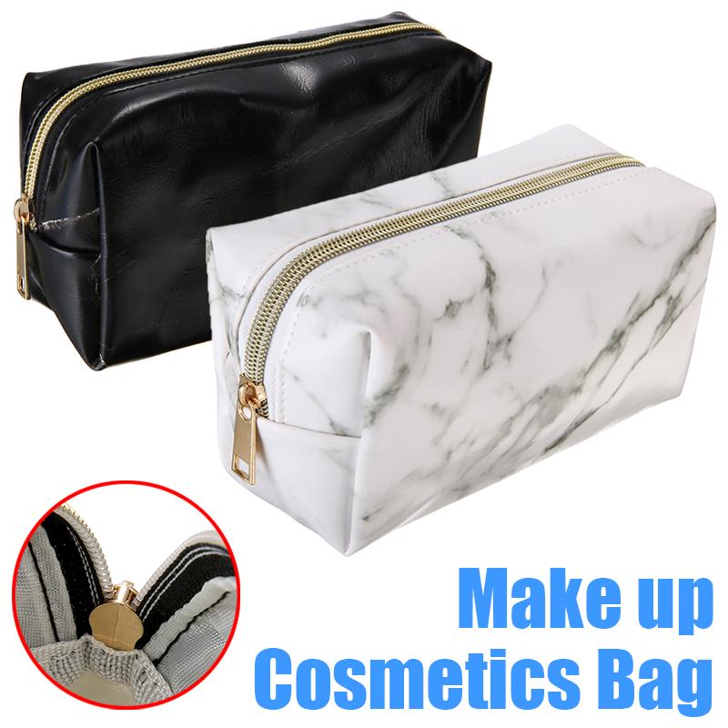 

1pc PU Marble Grain Cosmetics Bag Pencil Case Pen Bag Stationery Make up Clutch Portable For Travel Storage Organizer