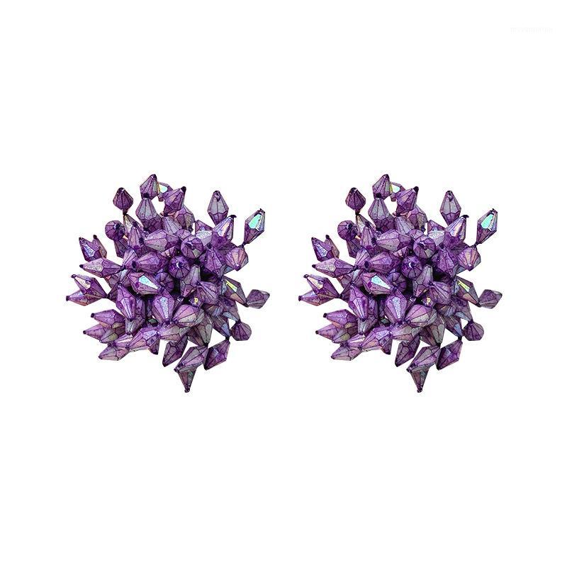 

Shiny side new design fashion Exaggerated crystal flower earrings for woman bohemian style Colorful earrings20201