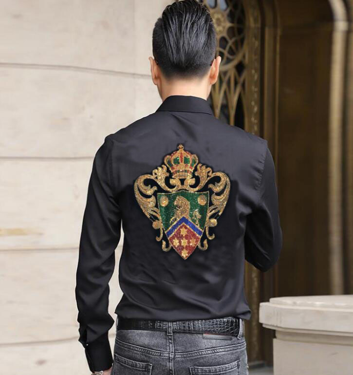 

2021 Spring Long Male Casual Korean Style Button Man Diamond Shirt A45a, Games