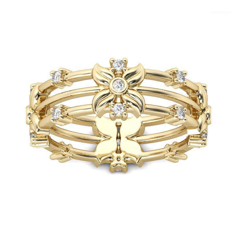 

Wedding Rings Silver Color Ring Gold Openwork Butterfly Crystal Engagement Tail For Gift Women CZ Party Jewelry, Slivery;golden