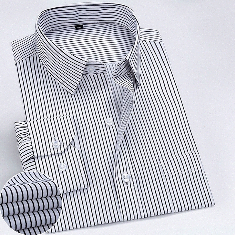 T-shirt pour hommes Autres impressions Bouton à rayures PLUS Bouton Down Collier Travail quotidien Toile à manches longues Busique Basic Bleu Bla