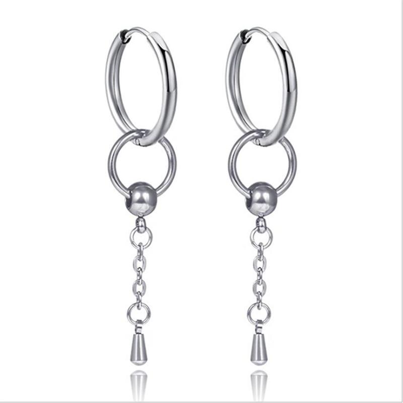 

Hoop & Huggie Hiphop Long Chain Waterdrop Earrings Piercing For Men Women Personality Ear Clip Fake Non Piercings Fashion Jewelry