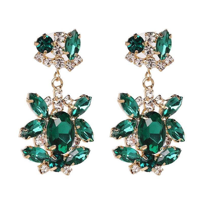 

Green Drop Earrings, CZ Bridal Earrings, Crystal Chandelier Victorian Drop Earrings
