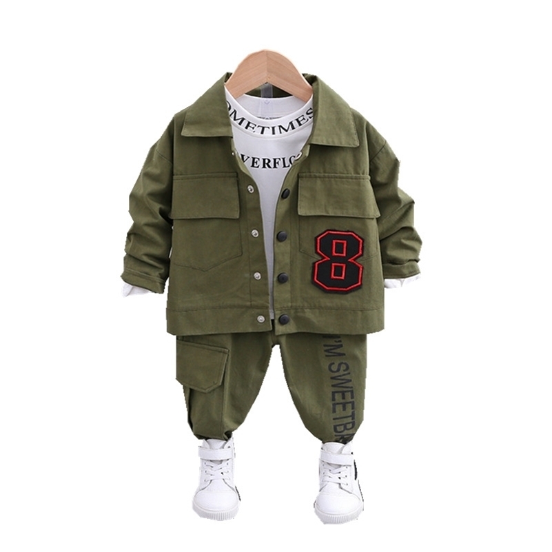

New Spring Autumn Children Cotton Clothes Baby Boys Girls T Shirts Jacket Pants 3Pcs/sets Infant Kids Fashion Toddler Tracksuits 201031, Lxyanjingf blue