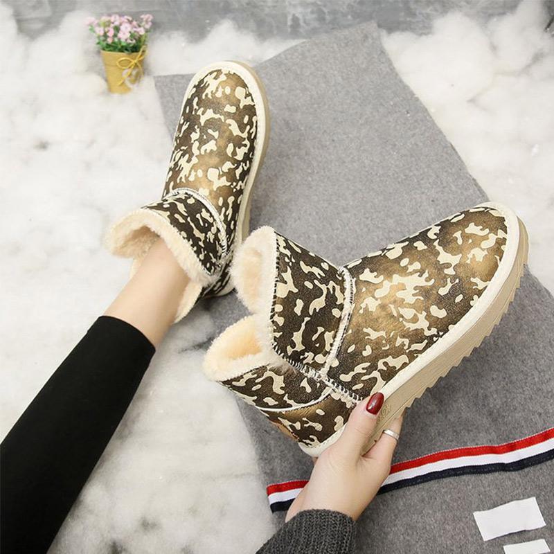 

Women Winter Ankle Boots Women's Thick Plush Warm Shoes Woman Glitter Platform Slip On Female Low Heels Short Snow Boots New, Black
