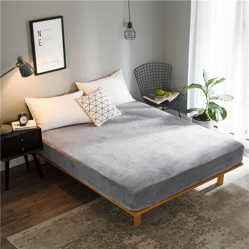

Bonenjoy 1 pc Fitted Sheet On Rubber Band Single Size For Adult cama de casal Bed Sheets Solid Color Soft Warm Mattress Cover, Type 15