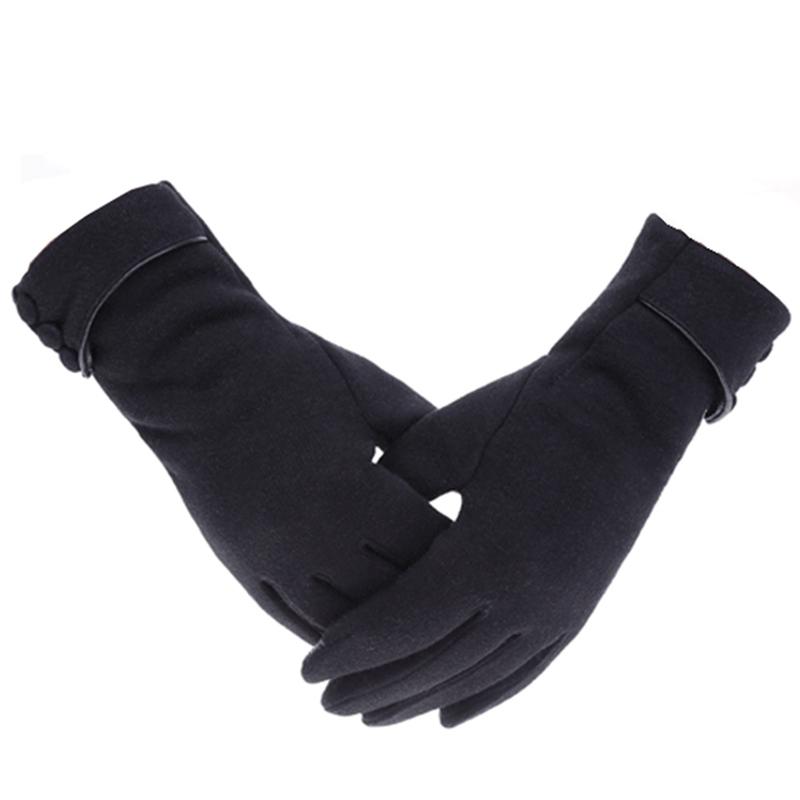

1 Pair Fashion Elegant Female Wool Gloves Winter Women Warm Cashmere Full Finger Leather Bow Dotted Embroidery Gloves