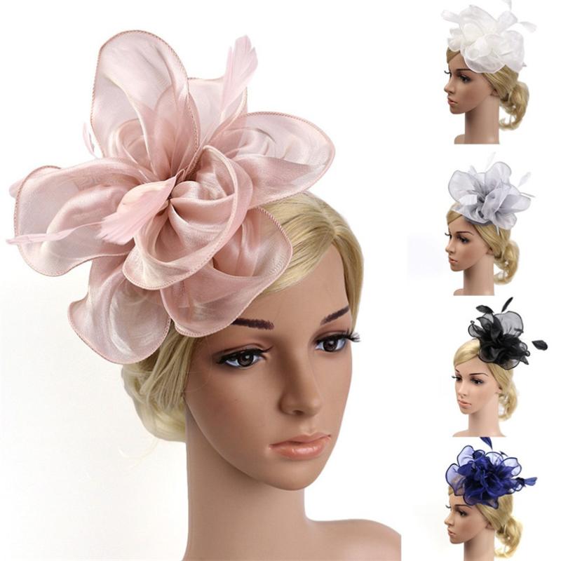 

Elegant Hats For Women Fashion Wedding Women Fascinator Penny Ribbons And Feathers Party Mesh Hat Fedoras Hombre 30AG31, White