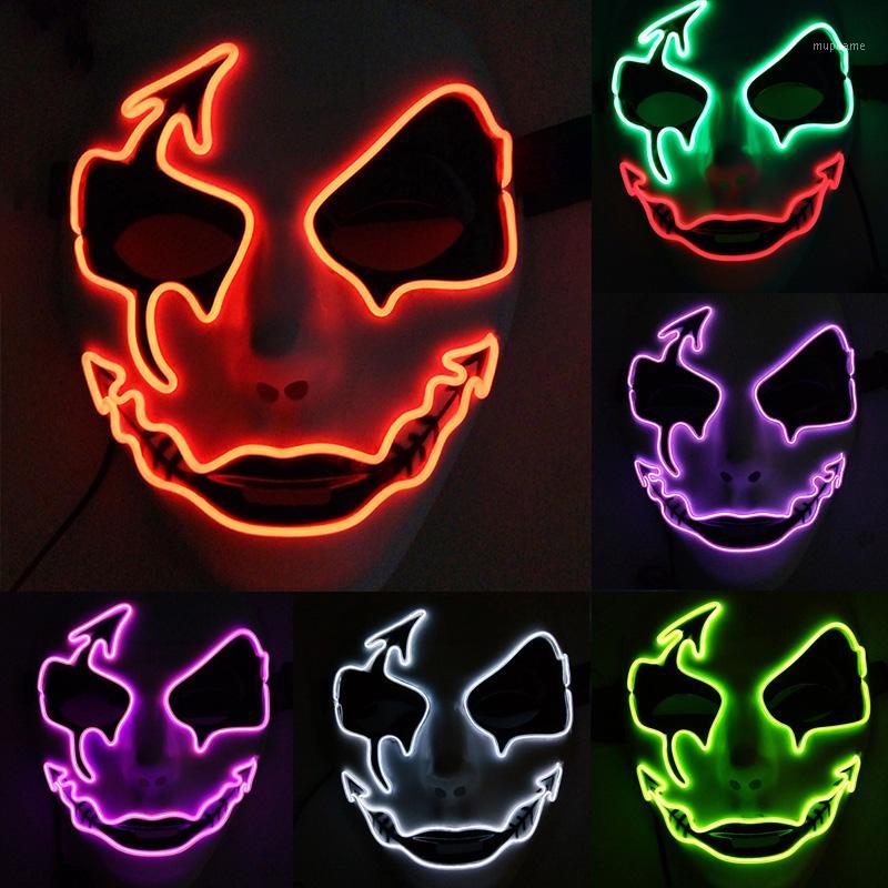 

New Halloween Horror LED Mask Glow In Night Party Decorative Mask EL Wire Light-emitting Ghoststep Halloween Supplies1