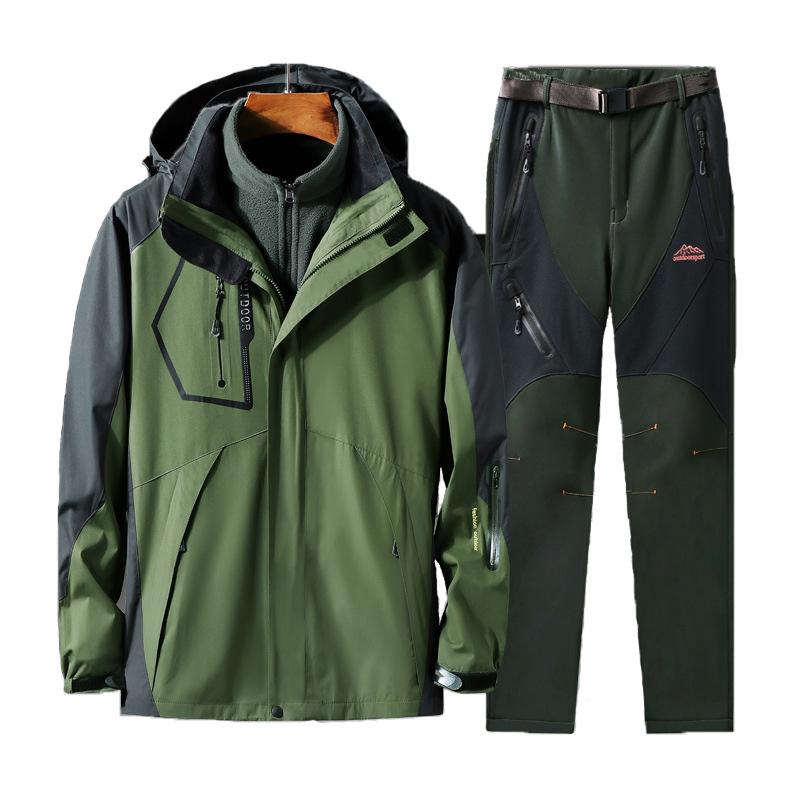 

Men Winter Outdoor Jacket pant sets Waterproof Thicken Thermal Breathable Women Hiking Camping Skiing Suit Outdoor Jackets, Men jacket 13