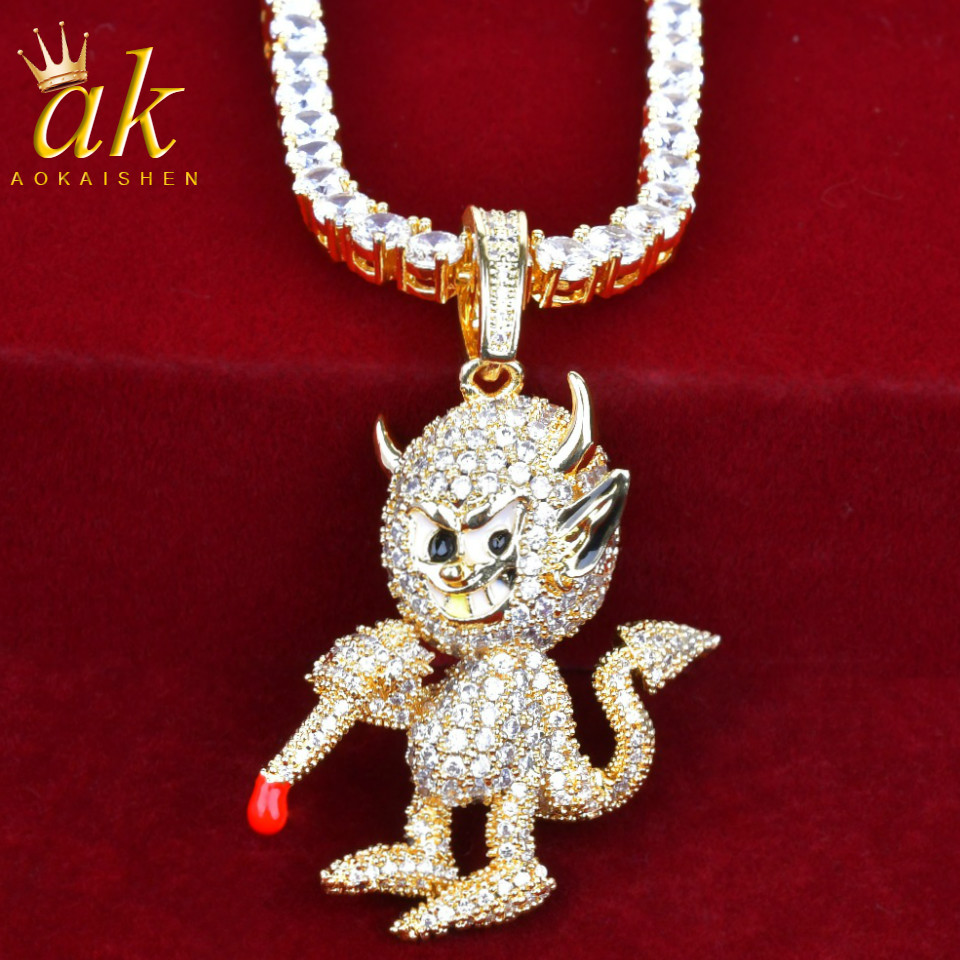 

Iced-Out Animal Monkey Street Jewelry Necklace for Men Material Copper Full Cubic Zircons Hip Hop Rock Street With Tennis Chain, Silver