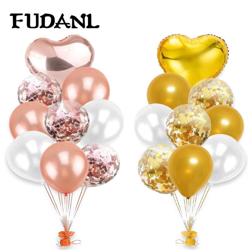 

12inch Rose Gold Party Balloons Confetti Air Balloons Inflatable Ball Helium Balloon For Birthday Wedding Party Decor Supplies