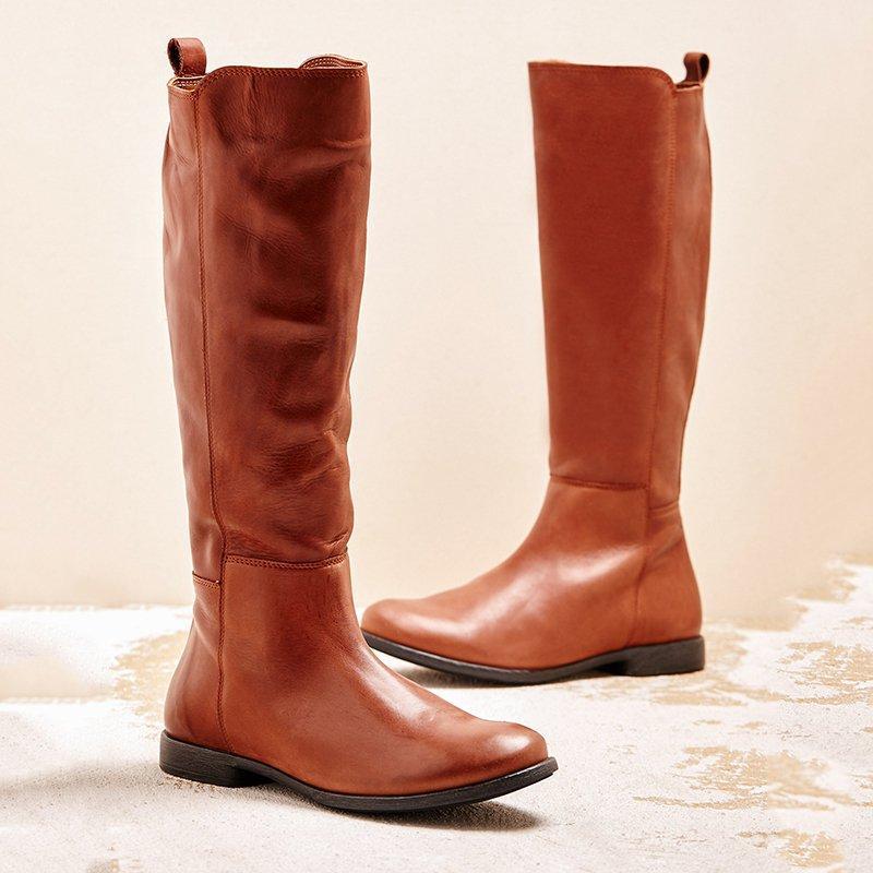 

Women Boots Pu Leather Slip on Retro Casual Womans Booties Gladiator Low Heel Shoes Ladies Fashion Botas Mujer Invierno TW534, Black