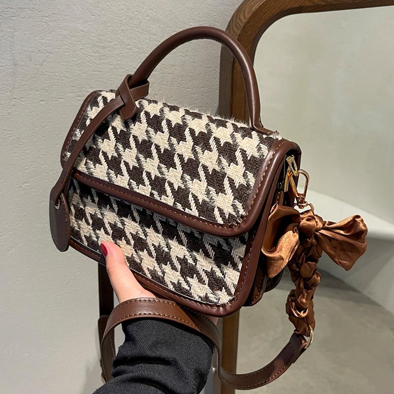 

Evening Bags Women's Bag Casual Fashion Vintage Flap Houndstooth Designer Handbags For Women Brand Female Shoulder Crossbody